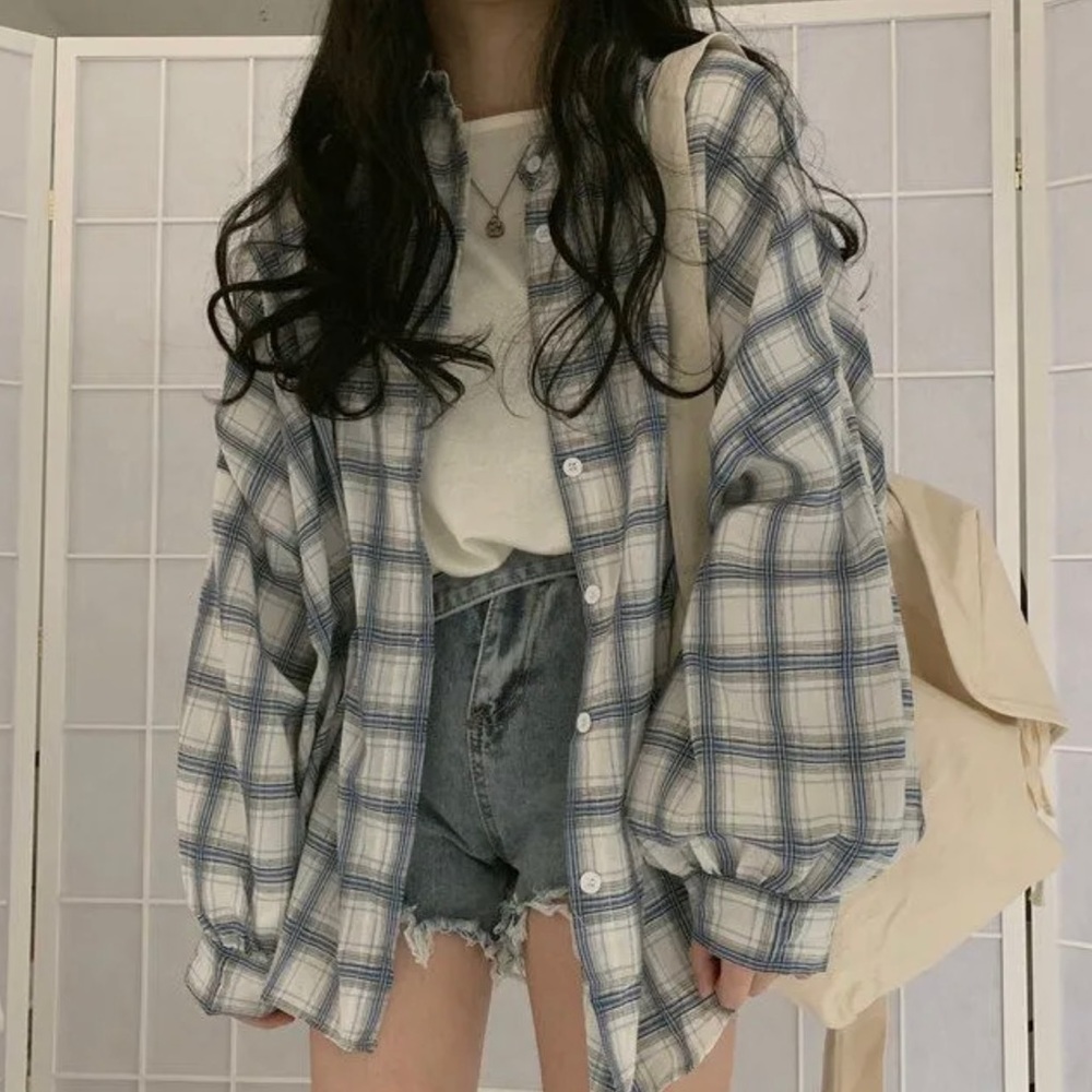 Yesstyle Einshine - Long-Sleeve Plaid Shirt
